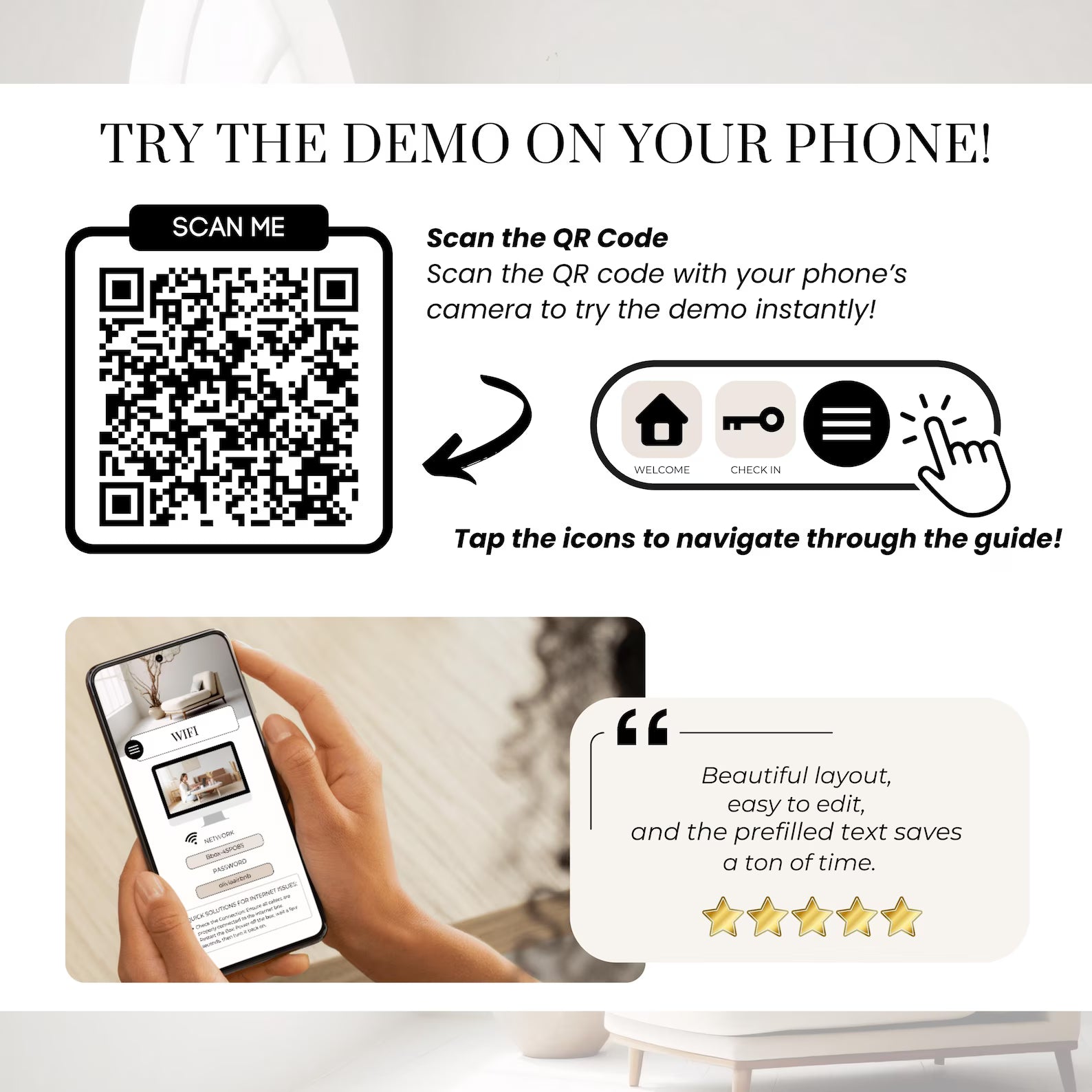 Interactive Airbnb Digital Welcome Book Editable Guest Book Template Canva Guidebook for Short Term Rentals Mobile Customizable Host Guide