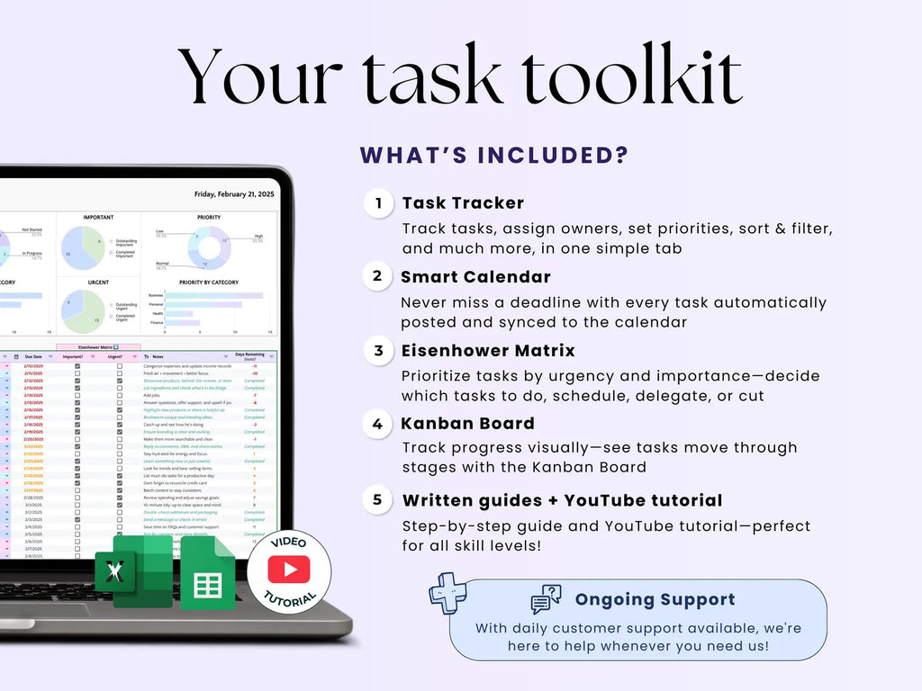 Task Tracker Excel Spreadsheet Task Priority Tracker Google Sheets To Do List Eisenhower Matrix Kanban Board Team Task Manager Calendar