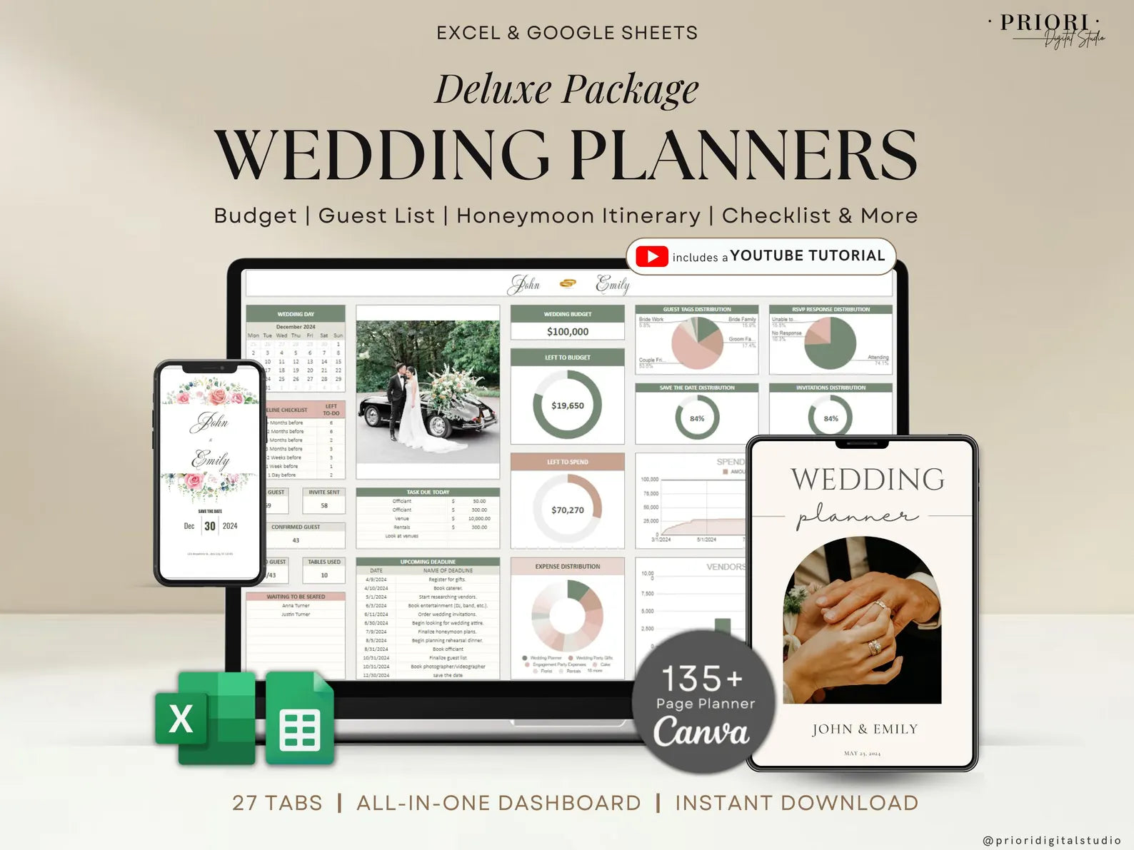 Wedding Planner Template Wedding Tracking Spreadsheet Wedding Gift for Bride Wedding Checklist Wedding Timeline Guest List Wedding Itinerary