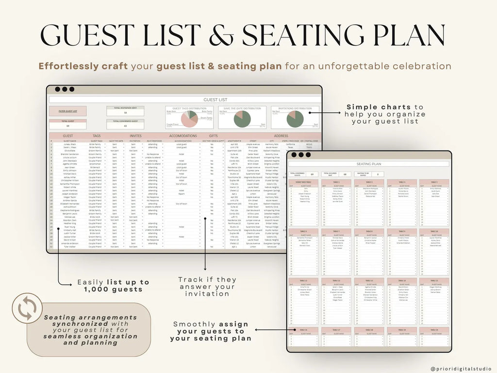 Wedding Planner Template Wedding Tracking Spreadsheet Wedding Gift for Bride Wedding Checklist Wedding Timeline Guest List Wedding Itinerary