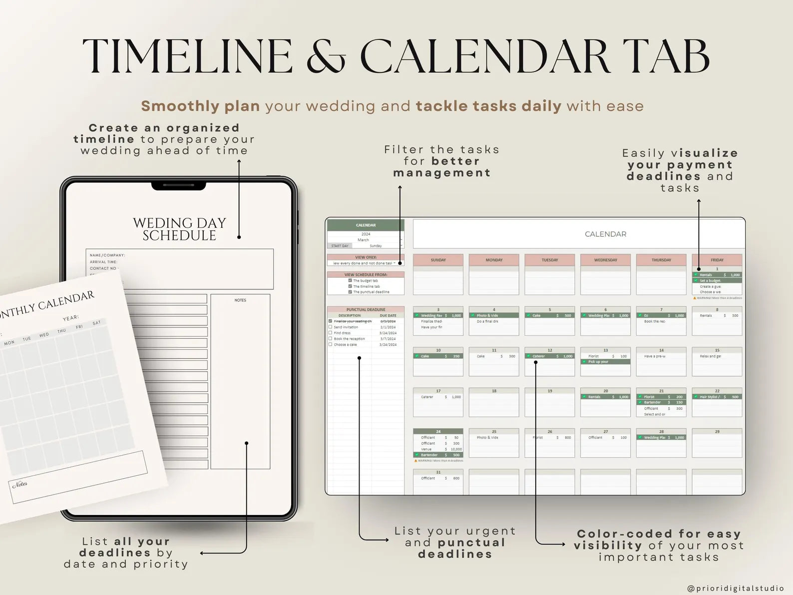 Wedding Planner Template Wedding Tracking Spreadsheet Wedding Gift for Bride Wedding Checklist Wedding Timeline Guest List Wedding Itinerary