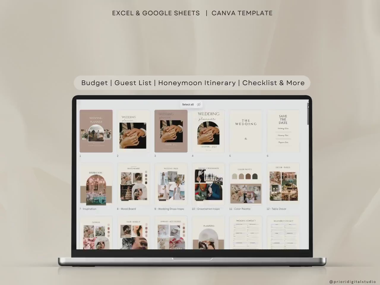 Wedding Planner Template Wedding Tracking Spreadsheet Wedding Gift for Bride Wedding Checklist Wedding Timeline Guest List Wedding Itinerary